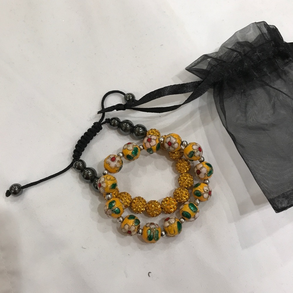 Adjustable Yellow Bead Bracelets - image 3